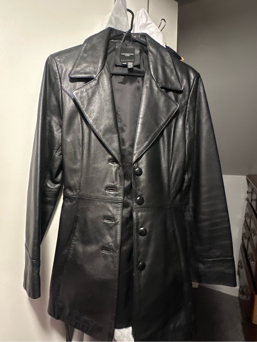 Women’s Black Leather Button-Front Jacket by Coldwater Creek